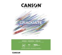 CANSON Graduate White Drawing 160gsm A4 Paper Light Grain Pad pegado lado corto 30 hojas blancas brillantes Ideal para estudiantes artistas