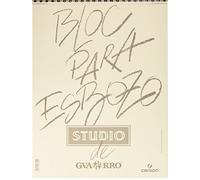 Canson Guarro Esbozo, Papel de boceto blanco, Grando ligero, 90g, Espiralados sobre el lado corto, A3-29,7x42cm, Blanco natural, 100 hojas