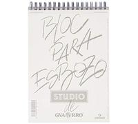 Canson Guarro Esbozo, Papel de esbozar, Grando ligero, 90g, Espiralados sobre el lado corto, A5-14,8x21cm, Blanco natural, 50 Hojas