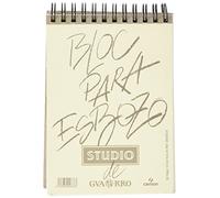 Canson Guarro Esbozo, Papel de esbozar, Grando ligero, 90g, Espiralados sobre el lado corto, A6-10,5x14,8cm, Blanco natural, 50 Hojas