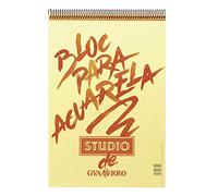 Canson Guarro Studio Acuarela, Papel de acuarela, Prensado en frío, 225g, Espiralados sobre el lado corto, A3-29,7x42cm, Blanco natural, 40 hojas