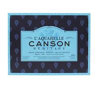 Canson Heritage, Papel de acuarela, Áspero, 300g, Block pegado a 4 lados, 31x41cm, Blanco, 20 hojas