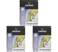 Canson, Illustration, Suave, 250g, Encolados por el lado corto, A4-21x29,7cm, Extra Blanco, 12 Hojas (Paquete de 3)
