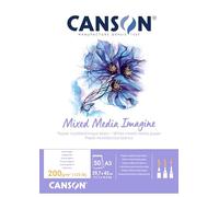 Bloc dibujo multitecnicas canson imagine din a3 encolado liso 29,7x42 cm 50 hojas 200 gr
