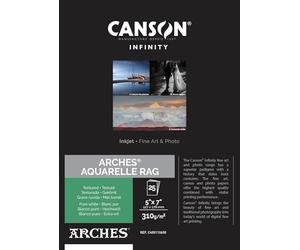 Canson Infinity Arches Aquarelle Papel fotográfico, Caja 12.7 x 17.8, Fino, Blanco Natural, 25 hojas, 310 g
