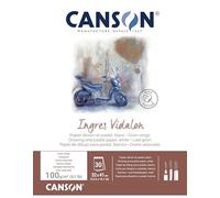 Canson Ingres Vidalon - Bloc encolado, 33% verjurado, 32 x 41, 30 hojas, 100g, color blanco