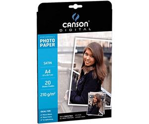 Canson Ink-jet Performance Satinado, Pack A4, 20 hojas, 210 g
