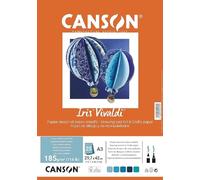 CANSON Iris Vivaldi, Papel de dibujo de color, Suave, 185 gsm, Hoja, A3-29,7 x 42c m, 5 colores surtidos, 25 Hojas