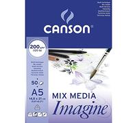 Canson - Juego de 3 bloques de dibujo Imagine formato A5 200 G blanco