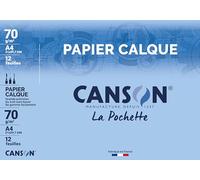 Canson La Pochette - Papel cuadriculado satinado (A4, 70 gms, 12 unidades), transparente