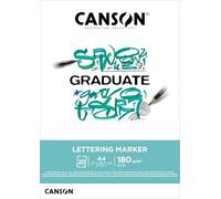Canson Lettering Rotulador Bloc Encolado A4 20 hojas Satin 180g, Blanco, C31250P026