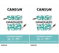 Canson Lettering Rotulador Bloc Encolado A4 20 hojas Satin 180g, Blanco, C31250P026 (Paquete de 2)