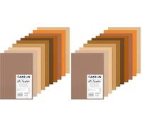 CANSON Mi-Teintes, Papel de dibujo de color, Doble cara: Grano atenuado y grano fino, 160 gsm, Hoja, A4-21 x 29,7 cm, 10 tonos marrones, 10 Hojas (Paquete de 2)