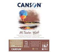 CANSON Mi-Teintes Velvet, Papel para Pastel, Superficie aterciopelada, 430gsm, Bloc Encolado por el Lado corto, 32x41cm, 3 tonos marrones, 12 hojas