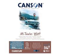 CANSON Mi-Teintes Velvet, Papel para Pastel, Superficie aterciopelada, 430gsm, Bloc Encolado por el Lado corto, 32x41cm, 3 tonos fríos, 12 hojas