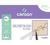 Papel Milimetrado CANSON Basik A4 100 g. Pack x12 Hojas