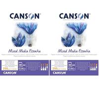 Canson Mix Media Essentia Bloc Encolado A4 30 hojas Fino 250g (Paquete de 2)