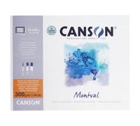 Canson Montval, Papel de acuarela, Prensado en frío, 300g, Block pegado a 4 lados, 19x24cm, Blanco, 12 Hojas