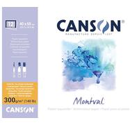 Canson Montval, Papel de acuarela, Prensado en frío, 300g, Block pegado a 4 lados, 40x50cm, Blanco, 12 Hojas