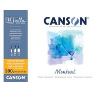 Canson-Infinity Bloque de acuarela Montval 300 g prensado en frío A3 12 hojas encolado corto Blanco