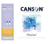 Canson Montval, Papel de acuarela, Prensado en frío, 300g, Encolados por el lado largo, 24x32cm, Blanco, 100 hojas