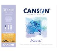Canson Montval - Papel para acuarela (24x32 cm, 12 unidades) Blanco Natural