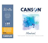 CANSON Montval, Papel para acuarela, Grano Fino, 300gsm, 141lb, Hoja, A2-42x59,4cm, Blanco Crema
