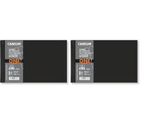 Canson One Art Book, Cuaderno de dibujo, Grano fino, 100gsm, Sketchbook tapa dura, 21,6x14cm, Blanco, 196 hojas (Paquete de 2)