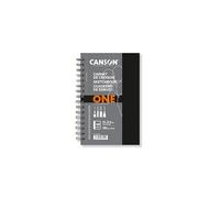 Canson One Art Book, Cuaderno de esbozo, Grando ligero, 100g, Cuaderno espiralado, 14x21,6cm, Blanco, 160 hojas