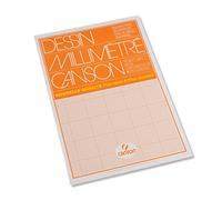 Canson Papel milimetrado, Suave, 90 gsm, Encolados por el lado corto, A3-29,7 x 42 cm, Papel blanco con estampado buff, 50 Hojas