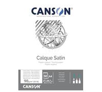Canson Papeles técnicos, Suave, 90gsm, Encolados por el lado corto, A4-21x29,7cm, Transparente, 50 Hojas