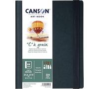Canson Professional Book, Papel blanco para dibujo, Grano fino, 224gsm, Cuaderno cosido, Tapa dura, 21,6x27,9cm, Blanco natural, 32 hojas