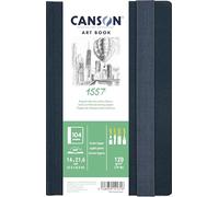 Canson Professional Book, Papel blanco para esbozo, Grano ligero, 120g, Cuaderno cosido, Tapa dura, 14x21,6cm, Extra blanco, 52 hojas