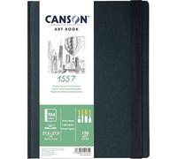 Canson Professional Book, Papel blanco para esbozo, Grano ligero, 120gsm, Cuaderno cosido, Tapa dura, 21,6x27,9cm, Extra blanco, 52 hojas