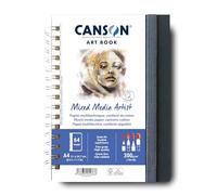 Canson Cuaderno Profesional, Papel de medios mixtos, Grano fino, 300 g, Cuaderno espiralado, A4, Blanco, 28 hojas