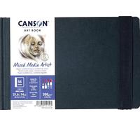 Canson Professional Book, Papel multitécnicas, Grano fino, 300g, Cuaderno cosido, Tapa dura, 21,6x14cm, Blanco, 28 hojas