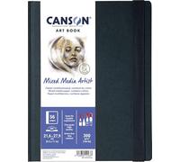 Canson Professional Book, Papel multitécnicas, Grano fino, 300g, Cuaderno cosido, Tapa dura, 21,6x27,9cm, Blanco, 28 hojas