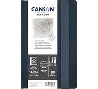 Canson Professional Book, Papel para acuarela, Grano Fino, 300g, Cuaderno cosido, Tapa dura, 14x21,6cm, Blanco, 20 hojas
