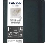 Canson Professional Book, Papel para acuarela, Grano Fino, 300g, Cuaderno cosido, Tapa dura, 20x20cm, Blanco, 20 hojas
