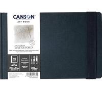 Canson Professional Book, Papel para acuarela, Grano Fino, 300g, Cuaderno cosido, Tapa dura, 21,6x14cm, Blanco, 20 hojas