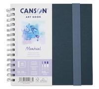 Canson Professional Book, Papel Acuarela, Grano Fino, 300 gsm, Cuaderno Espiral, 20 x 20 cm, Blanco, 24 hojas