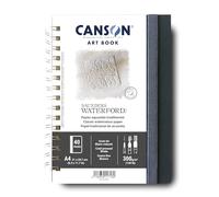 Canson Professional Book, Papel para acuarela, Grano Fino, 300gsm, Cuaderno Espiral, Tapa dura, A4-21x29,7cm, Blanco, 20 hojas