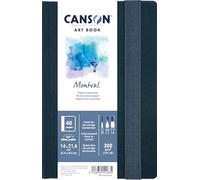 Canson Professional Book, Papel para Acuarela, Grano Fino, 300gsm, 140lb, Cuaderno cosido, Tapa dura, 14x21,6cm, Blanco, 24 hojas