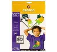 Canson T-Shirt transfers, Papel Transfer Camiseta, Liso, 140g, Sobre, A4-21x29,7cm, Sobre Cartón Impreso, Blanco, 5hojas