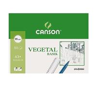Canson Vegetal Basik, Papeles técnicos, Suave, 90g, Encolados por el lado corto, 32,5x46cm, Translucido, 50 Hojas