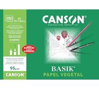 Canson Vegetal Basik, Papeles técnicos, Suave, 90g, Hoja, A3-29,7x42cm, Translucido
