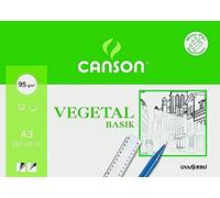 Canson Vegetal Basik, Papeles técnicos, Suave, 90gsm, Minipack, A3-29,7x42cm, Translucido, 12 Hojas