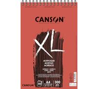 Canson XL Acrylic, Papel para acrílico, Lienzo, 300gsm, Bloc con espiral lado corto, A3 (29,7x42cm), Blanco, 30 hojas