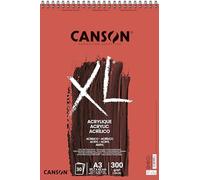 Canson XL Acrylic, Papel para acrílico, Lienzo, 300gsm, Bloc con espiral lado corto, A4 (21x29,7cm), Blanco, 30 hojas