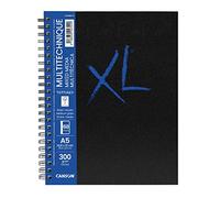Canson XL Art Book, Papel Multitécnica, Grano Medio, 300gsm, Cuaderno Espiral, A5-14,8x21cm, Blanco, 34 hojas